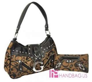   brown description designer inspired signature g purse shoulder bag set