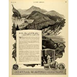  1920 Ad General Electric Waterfall Coal Wire Power Pole 