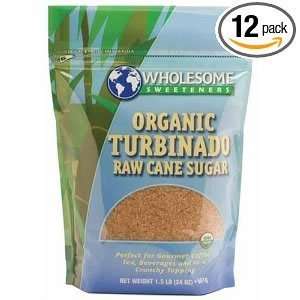 Sugar, 95% organic, Turbinado, Raw , 1.5 lb (pack of 12 