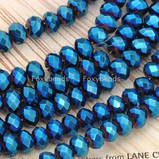 4x6mm Blue Faceted CrystaL Glass Rondelle Loose Beads Jewels  
