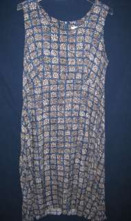 Vintage 90s Blue Print Sleeveless Long Maxi Dress Plus Size 22W  