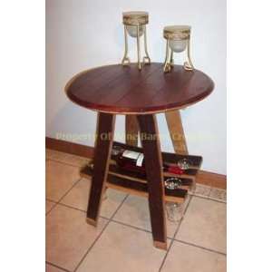 Wine Barrel Barrel Bistro Table w/ Wine Bottle and Glass Rack By Wine 