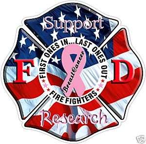 Breast Cancer Ribbon Fire Fighter sticker, Decal  