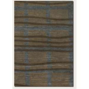   Area Rug Curve Lines Print in Blue and Brown Color Furniture & Decor
