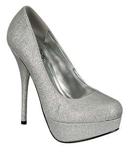 Jones Sparkle Platform heels Pump Silver Glitter  