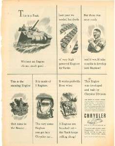 1944 Advertisement Chrysler World War II Hitler Tanks  