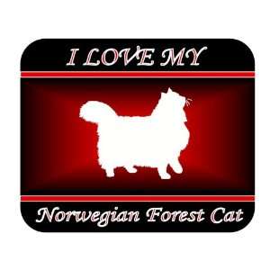  I Love My Norwegian Forest Cat Mouse Pad   Red Design 