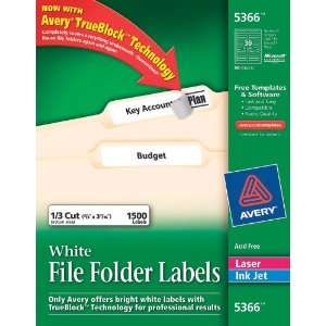  NEW 2/3 x 3 7/16 White File Folder Labels 30/Sheet (50 