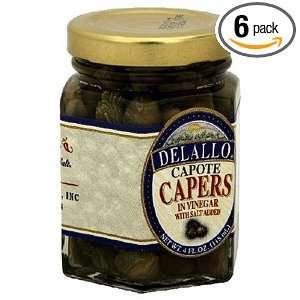 DeLallo Capote Capers, 4 Ounce Glass Jar (Pack of 6)  