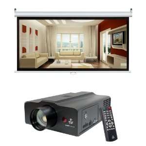  and Screen Package   PRJLE60 Portable LED Projector for Gaming 