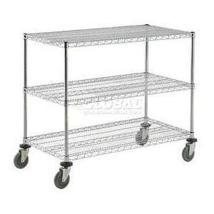  Adjustable Chrome Wire Shelf Cart 60x24 2 Shelves 800 Lb 
