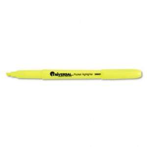  Pocket Clip Highlighter, Chisel Tip, Fluorescent Yellow 