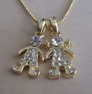 GOLD PLATED GIRL & BOY NECKLACE comes in a pretty gift box  