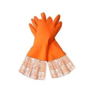    Gloveables Rubber Gloves  Citrus/Orange Lace