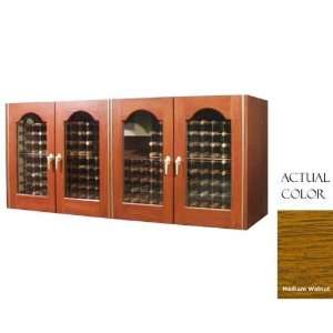   Wine Cellar Credenza   Glass Doors / Medium Walnut Cabinet Appliances