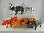 Toy Wild Zoo Animals   Lion Elephant Zebra Tiger Leopard Rhino Plastic 
