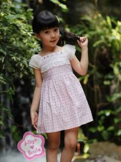   Pink Polka Dots Floral Girls Dress Spring/Summer Dress SZ 2 3Y  