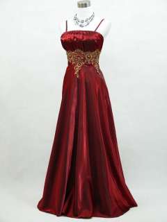 Cherlone Plus Size Satin Burgundy Prom Ball Gown Wedding/Evening Dress 
