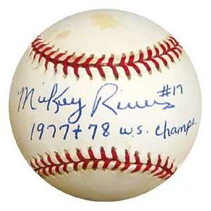 Mickey Rivers 1977 + 78 W.S. Champs Autographed / Signed Baseball