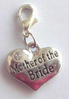 MOTHER OF THE BRIDE CLIP ON CHARM WITH RHINESTONE DETAIL  