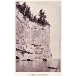  1893 Duotone Print White Rock Formation Lake Superior 