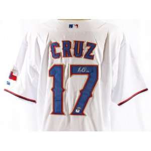  Nelson Cruz Autographed White Authentic Rangers Jersey 