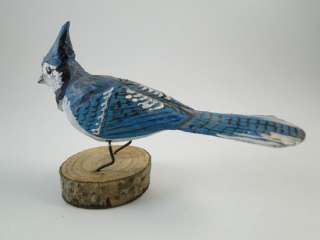Vintage Bluejay Blue Jay Bird Decoy Wood Carving Model Wisconsin Folk 