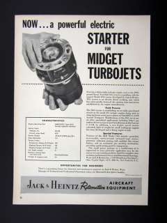 Jack & Heintz Model D62 Turbojet Jet Engine Starter 1955 print Ad 