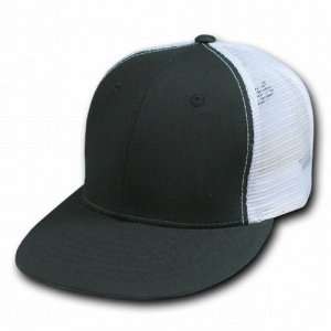    NEW 6 PANEL MESH BASEBALL Black/White HAT CAP HATS 