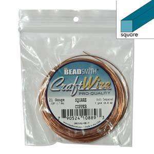 Beadsmith 21g SQUARE CRAFT WIRE   COPPER   21 Feet  