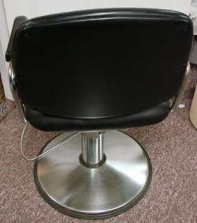 Salon Chair Black Vinyl Black Chrome Swivel Base Adjustable Barber 