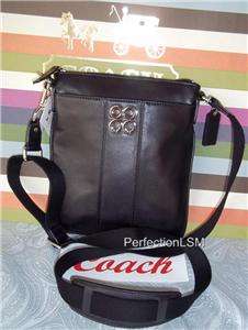 nwt coach 46716 julia rich black leather swing pack crossbody shoulder 