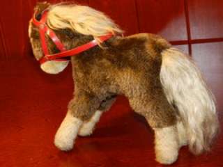 Steiff Horse Pony Brown White Plush Stuffed Animal Halter Toy Vintage 