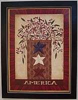 America Stars and Berries Americana Framed Picture  