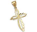 Solid 14K Yellow Gold Cross Pendant Signed 1.25  