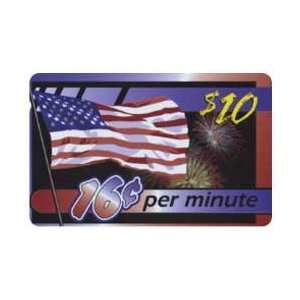  Collectible Phone Card $10. USA Flag With Fireworks 16c 