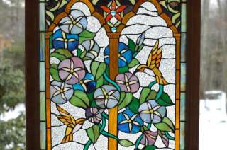 Large Tiffany Style Stained Glass Window Panel  