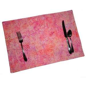  & Yellow Grid Quilted Batik Place Mats. Set of 4. Machine Washable 