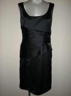 NWT MAX AND CLEO BLK SATIN TIERED COCKTAIL DRESS 12  