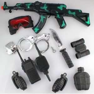 TOY AK CAMO COLOR TOY GUN PACKAGE WITH MANY ACCESSORIES FOR KIDS AGES 
