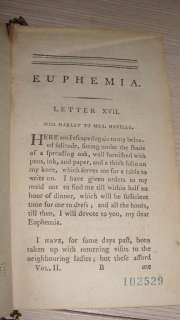 Antique 1790 Charlotte Lennox 1st Ed Euphemia Vol II  