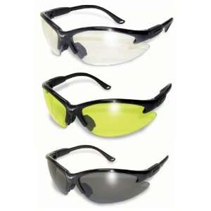 Three (3) Global Vision Cougar Safety Sunglasses with Clear, Smoke 