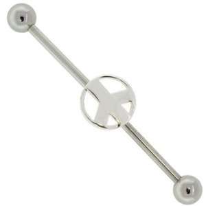    PEACE SIGN 925 Sterling Silver Industrial Piercing Barbell Jewelry
