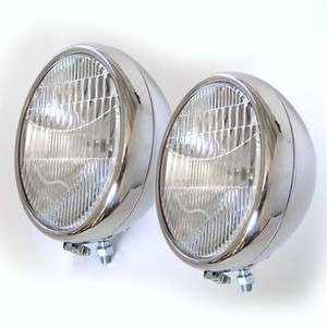   1931 Ford Model A Stainless Steel Head Lamps 6 Volt 1 Bulb Reflectors