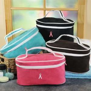  Teal Train Travel Case with Pink Ribbon Beauty