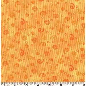  45 Wide Doodle Bugs Swirls Orange Fabric By The Yard 