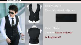   Business Slim Vests Waistcoat black 6214 3 Sizes free ship  