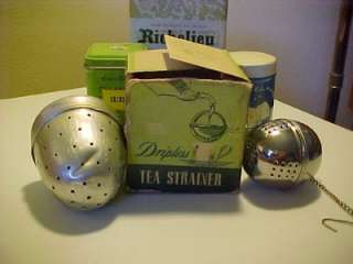 Vtg. 6 Tea Items Richelieu Tin Tea Strainer 2 Infusers  