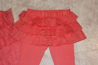 NWT BABY GAP PIROUETTE CORAL SKIRTED LEGGINGS TULLE RUFFLE TOP 12 18 M 