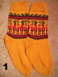 100% ALPACA WOOL YARN SOCKS   2 PAIRS, BRIGHT COLORS  